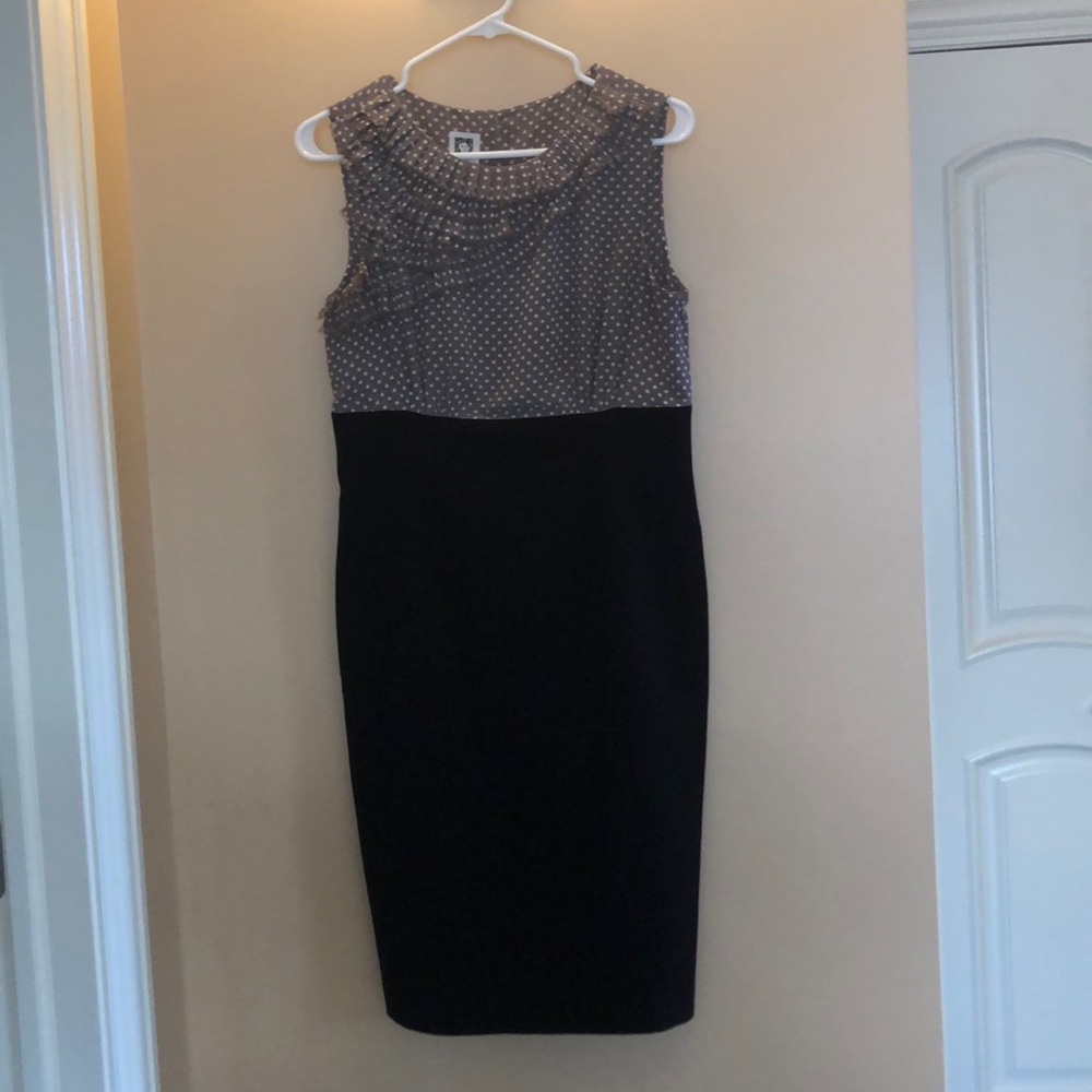 Anne Klein. Polka dot Ruffled dress.